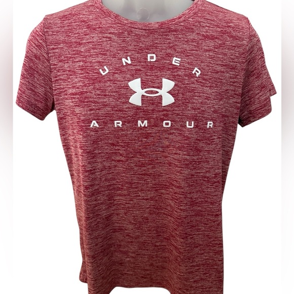 UNDER ARMOUR Red Activewear Heat Gear Short Sleeve Top Women M Medium - Picture 1 of 5